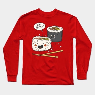 Funny Cute Sushi Cartoon // Kawaii Sushi Illustration Long Sleeve T-Shirt